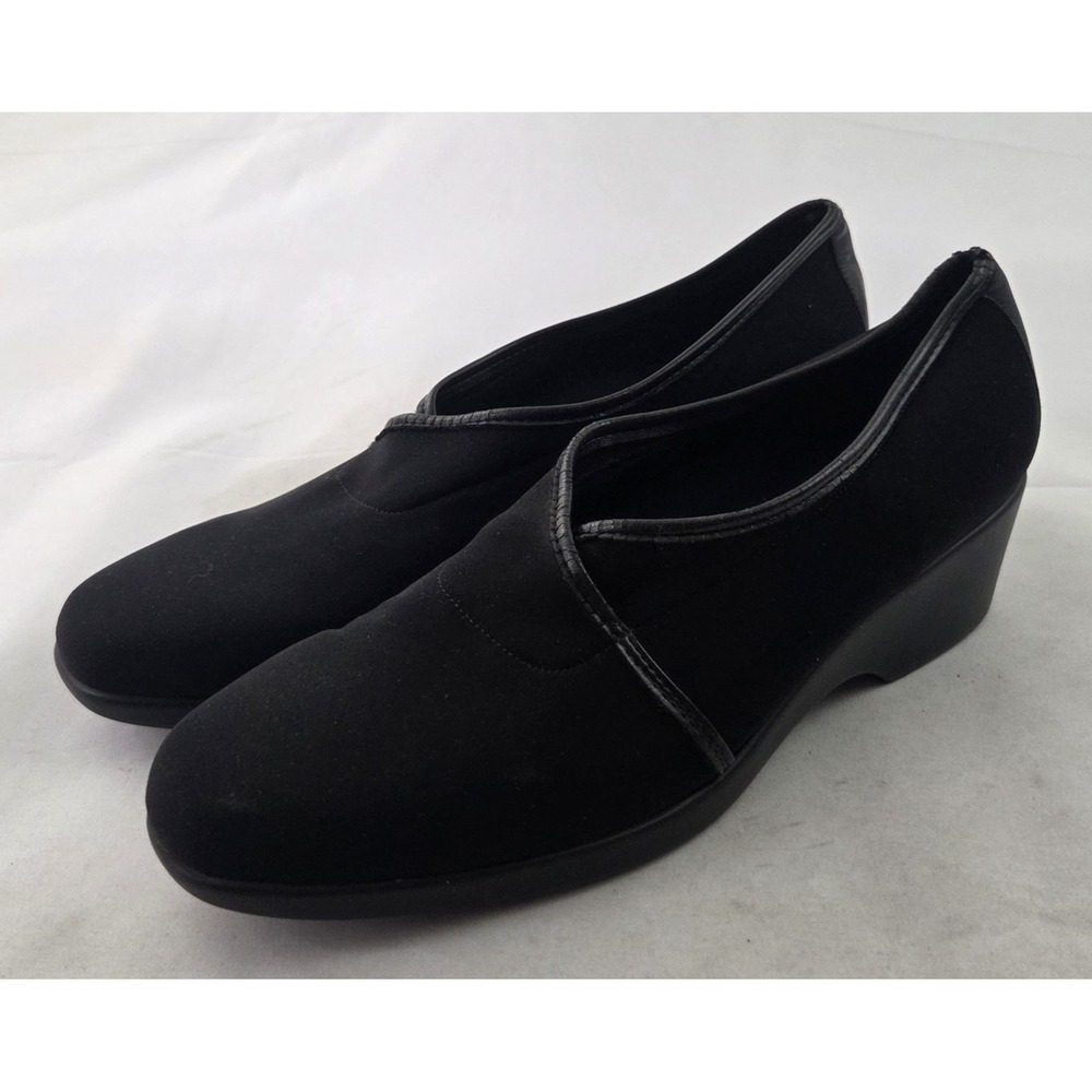 Munro American Shoes Womens 8 B Black Stretch Fabric Wedge Business Casual USA